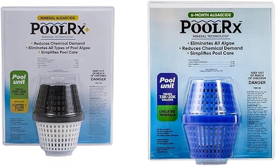 PoolRX+ Pool Unit 20k-30k gallons and Pool RX 101001 6 Month Algaecide Blue Treats 7.5k-20k gallons Bundle