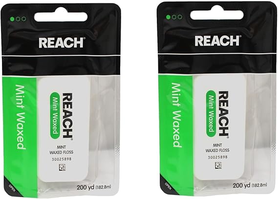 Reach Dental Floss, Waxed, Mint, 200 Yard (Pack of 2)