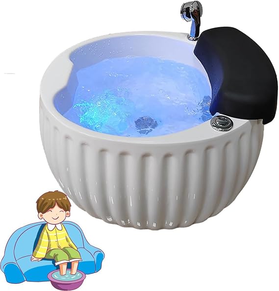 Acrylic Foot Bath, Foot Bathtub, Heating Function, Surfing Function, Massage, Colorful Lamp, Foot Bath, Used in Beauty Salons and Nail Salons, Round Foot Baths