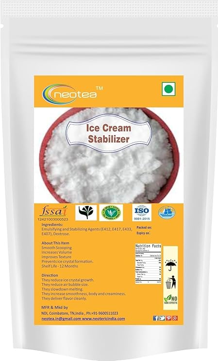 Neotea Ice Cream Stabilizer Powder | Helps Create Smooth, Creamy & Stable Homemade Ice Cream | Improves Texture, Reduces Ice Crystals | Suitable for Gelato, Frozen Desserts & Soft Serve (200 GM (7.05 OZ)) Pack of 1
