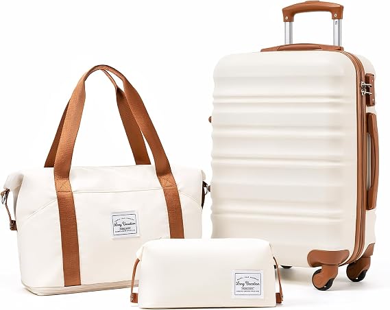 LONG VACATION Luggage Sets, 3 Piece, 20 Inch Carry On Hardshell Suitcase