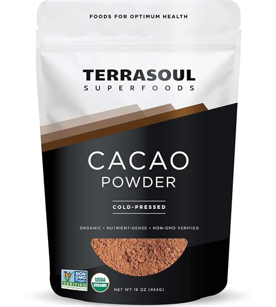 Terrasoul Superfoods Raw Organic Cacao Powder, 16 Oz, Rich Chocolate Goodness for Baking, Smoothies, and Blissful Hot Cocoa