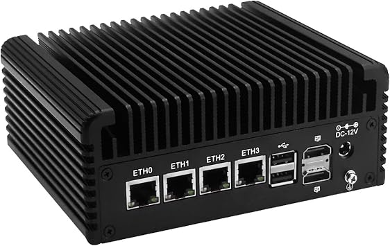 SJRC Firewall Mini PC N100 (6W, up to 3.4GHz), Fanless Network Appliance with 4 x 2.5GbE i226-V, Win/OPNsense Router PC Dual M.2 NVMe, Type-C, 2HD, DP, Barebone (No RAM/SSD/OS)