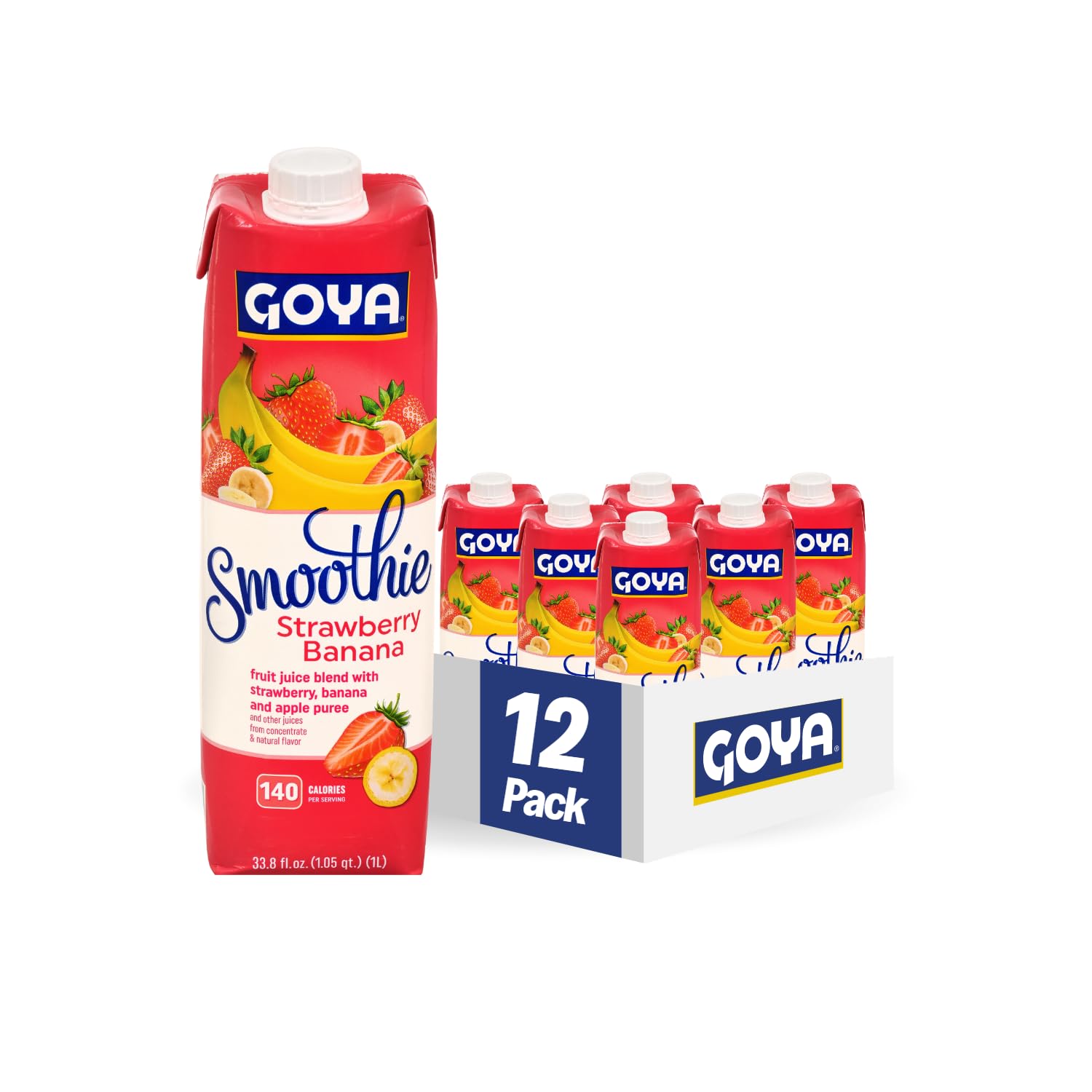 Goya Foods Strawberry Banana Smoothie, 33.8 Fl OZ Pack of 12