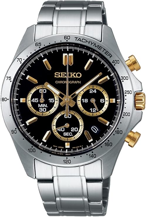 セイコー Seiko 1/5秒クロノグラフ クオーツ Chronograph Quartz 腕時計 メンズ Sbtr015 ブラック×ゴールド 国内正規品