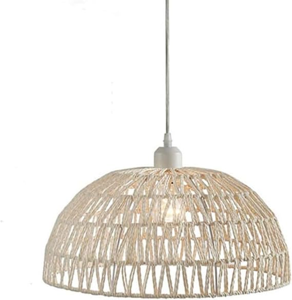 30cm Rattan Pendant Light Fixtures, E26 Base Beige Boho Woven Basket Pendant Light, Handmade Wicker Hanging Lamp, Rattan Chandelier for Kitchen Island, Dining Room, Living Room, Bedroom