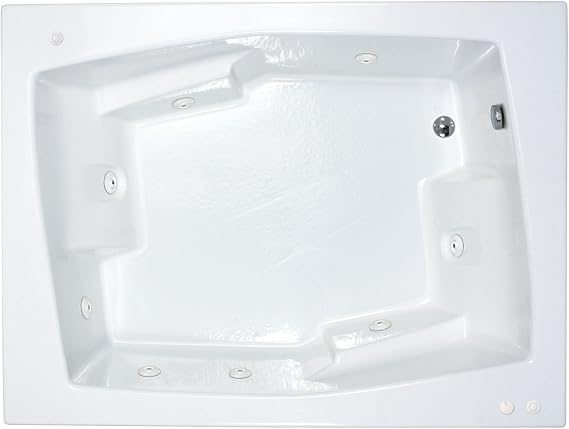 S5472CWR Tubs Caresse 54 by 72 by 23-Inch Rectangular Whirlpool Jetted Bathtub, White