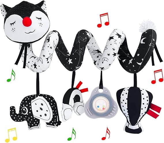 Car Seat Toys for Babies, High Contrast Black and White Toy for Infants