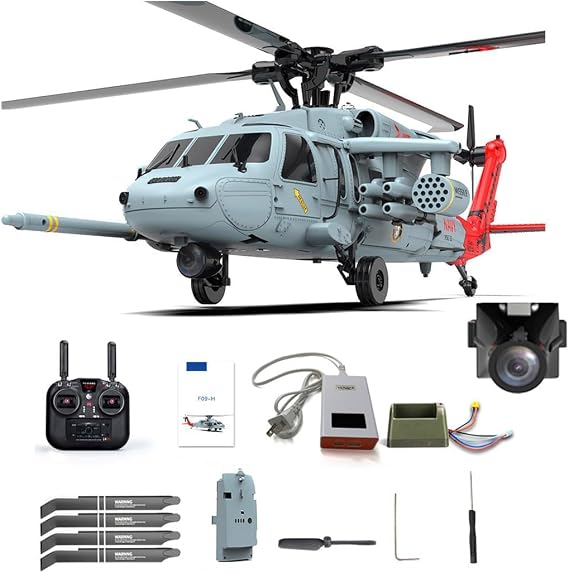 RC Helicopter with FPV Camera for Adults, F09-H SH60 2.4G 8CH Brushless Motor RC Military Helicopter, 6G/3D Stunt Copter RC Aircraft Model with Controller