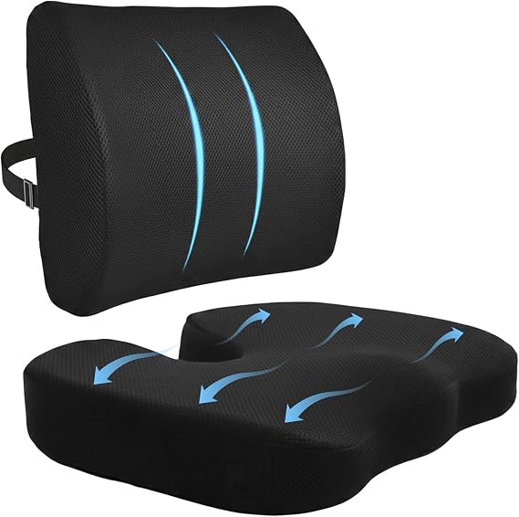 Car Seat Cushion & Lumbar Support Pillow, Desk Chair Cushion