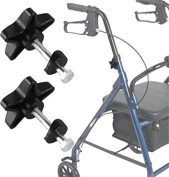 Rollator Walker Replacement Knobs - Arm Height Adjustment Knobs for 3 or 4 Wheeled Rollators, Easy-Grip Replacement Screws, Set of 2 (A) (B)