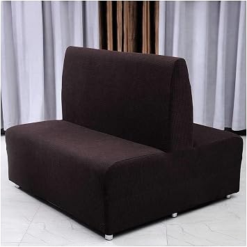 Armless Sofa Card Seat Cover,Jacquard Fleece Small Futon Cover,Stretch loveseat Couch Bed Covers with Elastic Bottom for Restaurant Cafe bar(Brown,Double-Sided seat)
