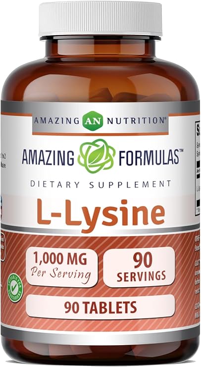 Amazing Formulas L-Lysine 1000mg Amino Acid Tablets Supplement | Non-GMO | Gluten Free | Made in USA (90 Count)