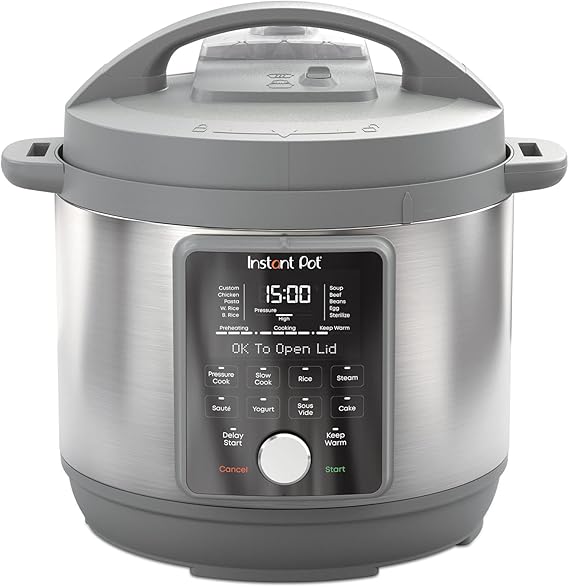 Instant Pot, 6-Quart Whisper Quiet 9-in-1 Electric Pressure Cooker, Slow Rice Steamer, Saute, Yogurt Maker, Warmer & Sterilizer, Free App with 800+ Recipes, Stainless Steel