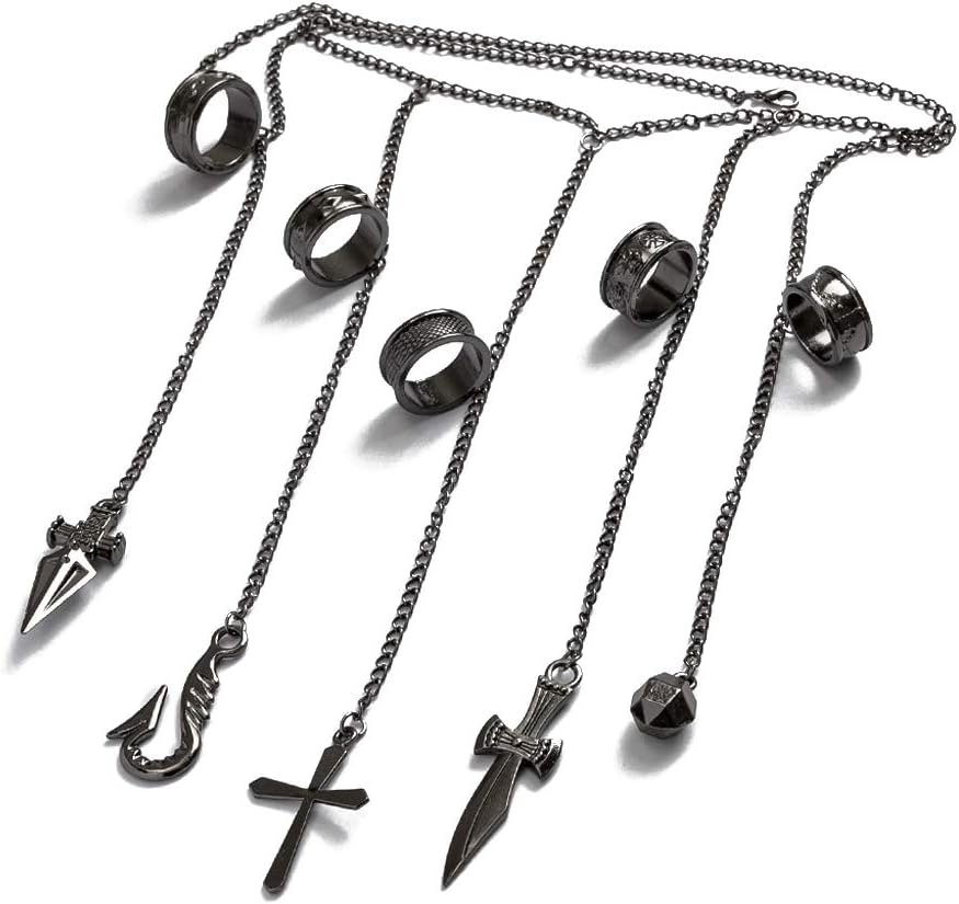 Full 5 Finger Ring Fashion Clappia Chain Hunter Spray Jewelry for Men Women Boys Girls