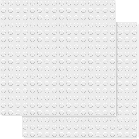 BOROLA Classic Large-Sized Bricks Baseplates 10" x 10", Multi-Color Building Brick Base Plate Compatible with Most Major Brands Perfect for Creative Play(2PCS,White)