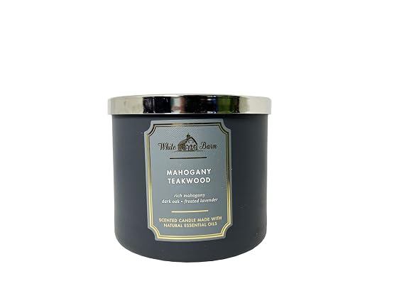 Bath & Body Works White Barn Mahogany Teakwood Scented Candle Unisex Candle 14.5 oz