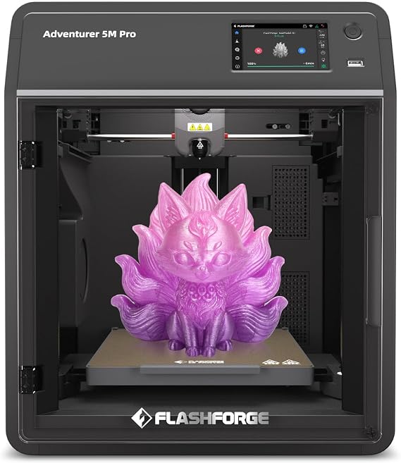 FLASHFORGE AD5M Pro 3D Printer 600mm/s High-Speed Core XY, 1-Click Auto Leveling, 50dB Quiet Printing with Camera, 0.4&0.6mm Nozzle, Auxiliary Cooling, 220x220x220mm Build Volume