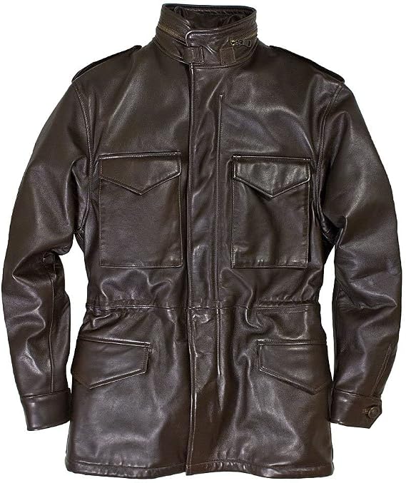 Men's M-65 Field Brown Real Leather Jacket | Men's M-65 Field Real Leather Jacket