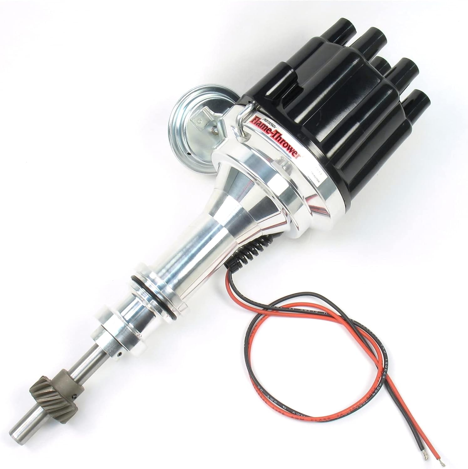 Pertronix D7130700 Flame-Thrower Vacuum Advance Black Cap Billet Electronic Distributor with Ignitor III Technology for Ford Small Block