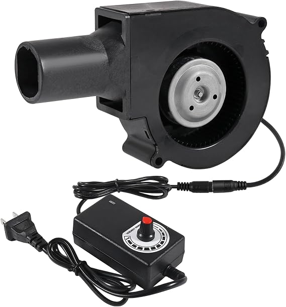 BBQ Blower Fan 12V 97mm x 33mm with 120V 240V AC Plug Variable Speed Controller Centrifugal AC Squirrel Cage Fan for Outdoor Barbecues Fire Bellow, Camping Cooking, Wood Stove, Charcoal Starter