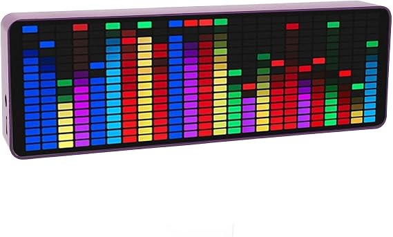 Led Music Spectrum Display, 384 LED RGB Colorful,1624 Segment Rhythm Light Level Voice Sensor Pickup Analyzer with Clock 20 Dynamic 7 Color