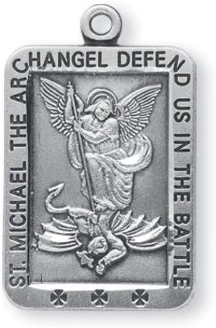 HMH 1 1/16 Inch Sterling Silver Saint Michael The Archangel Protection Pendant