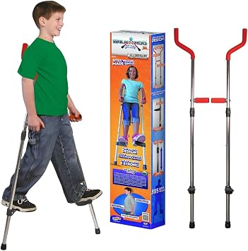 Geospace Original Walkaroo JR. Aluminum Lightweight Stilts with Ergonomic Design for Kids Outdoor/Indoor Active Play and Exercise 110 Lbs Max Weight
