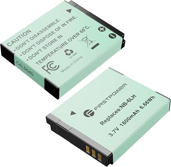FirstPower 2-Pack NB-6LH/NB-6L Batteries Replacement for Canon PowerShot | Compatible with Canon PowerShot SX540 HS, SX530 HS, SX520 HS, SX510 HS, SX500 is, SX610 HS, SX620 HS, SX700 HS, and More
