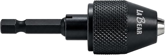 LABEAR Keyless Drill Chuck Adapter, 1.5-6mm, 1/4" Hex Shank | 3-jaw grip, tool-free bit changes, compact converter for cordless screwdriver, precision drilling, craft, jewelry, DIY repair