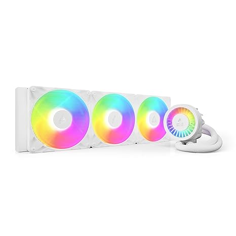 ARCTIC Liquid Freezer III Pro 420 A-RGB (White) - AIO CPU Cooler, 3 x 140 mm Water Cooling, 38 mm Radiator, PWM Pump, VRM Fan, AMD AM5/AM4, Intel LGA1851/1700 Contact Frame - White