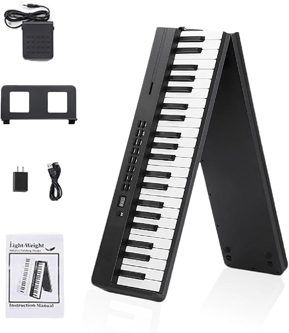 88-key folding digital piano keyboard with backlit keys, full-size semi-weighted portable keyboard, supports MIDI, foldable keyboard piano, includes a piano bag.