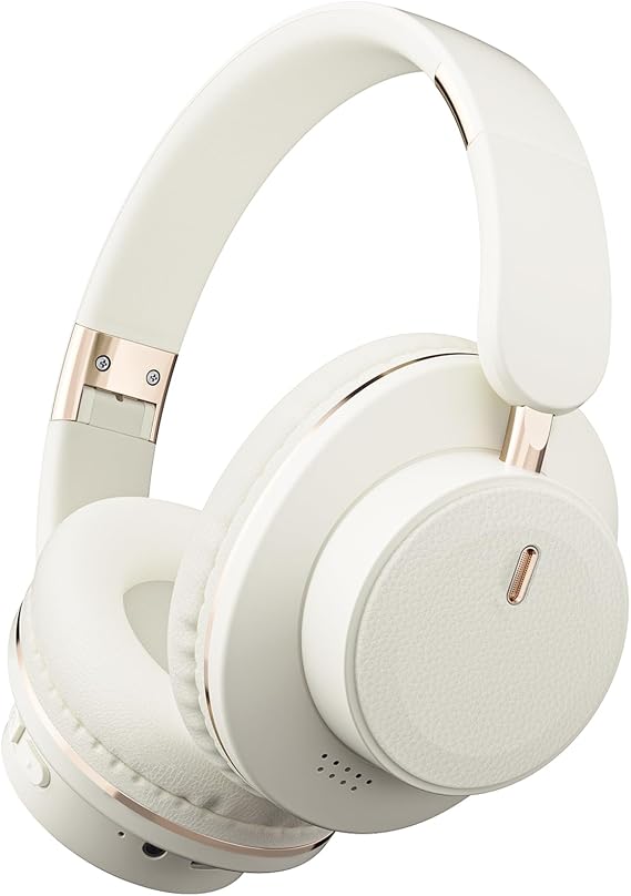 Bluetooth Headphones Over Ear, 65H Playtime HiFi Stereo Over Ear Headphones Wireless with Deep Bass & Soft Earmuffs, Fashional Foldable Lightweight Headphones for Travel/Office/Cellphone/PC