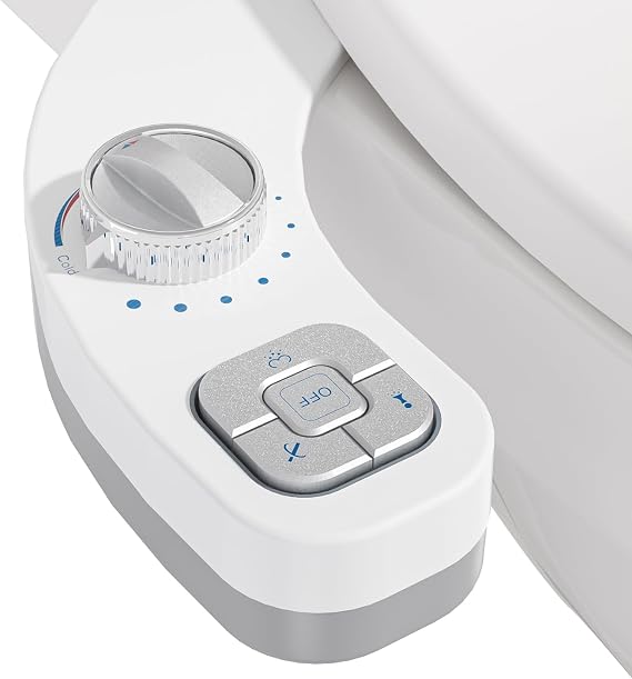 Clirass Non-Electric Hot and Cold Water Bidet Attachment for Toilet Seat,Self-Cleaning, Dual Nozzle(Frontal & Rear Wash),Adjustable Water Pressure (Silver)