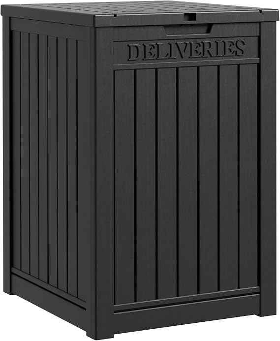 50-Gallon Package Delivery Boxes for Outside, Lockable Waterproof with Sign