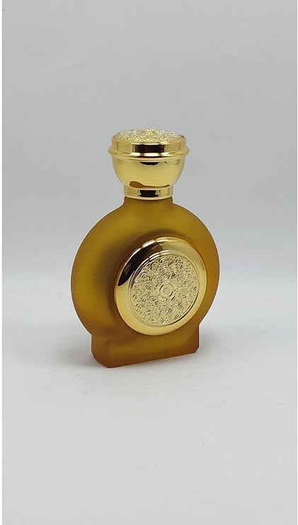 Altın Işlemli Boş Parfüm Şişesi 50ml Sprey Başlıklı, Amber Rengi