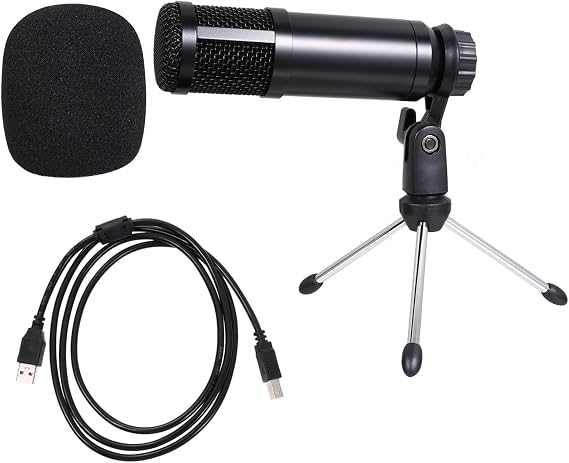 LIOOBO USB Condenser Microphone Bm800 Desktop and Laptop Computer Mic Set with Tripod Stand, Multi-Purpose Wired Microphone for Streaming, Podcasting, and Recording