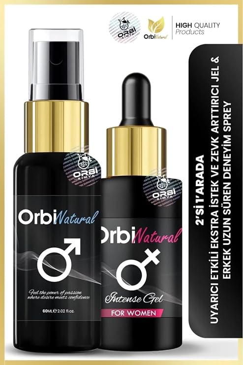 OrbiNatural Çiftler için İkili Set, Erkek Uzun Süren Deneyim Spreyi 60ml ve Kadın Uyarıcı Intense Jel, 2'li Set