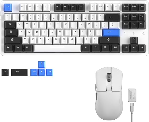 DAREU Wireless Keyboard and Mouse:EK87PRO 80% TKL Wireless Mechanical Gaming Keyboard &A950 Wing 35g Ultra-Lightweight 8K Polling Rate Wireless Gaming Mouse Combo