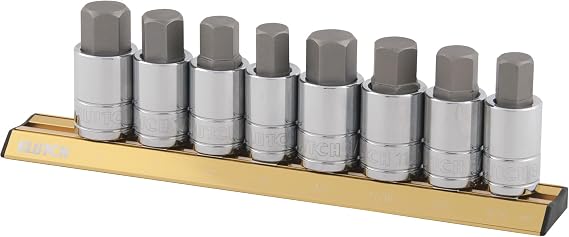Klutch Hex Bit Socket Set - 8-Pc. 1/2in. Drive, SAE/Metric