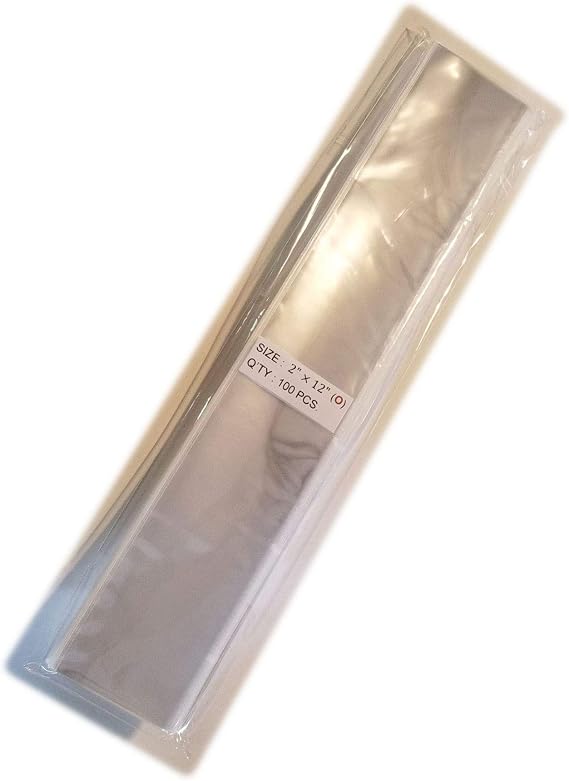 UNIQUEPACKING 100 Pcs 2x12 (O) Clear Pretzel Rod Favor Cello Cellophane Bags