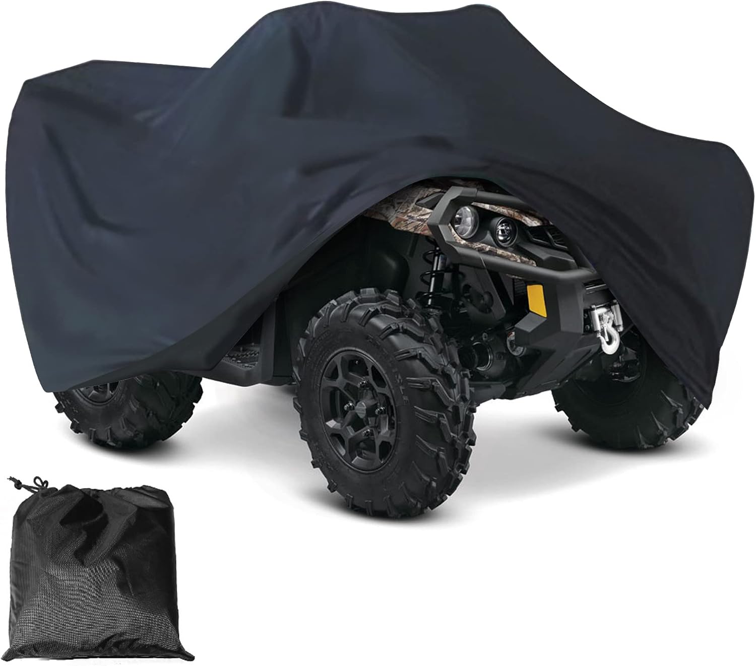 LotFancy ATV Cover Waterproof 300D Heavy Duty Quad Cover, Motorcycle Vehicle Cover All Season, Black XL 98 x 47 x 45 Outdoor 4 Wheel Cover for Yamaha Raptor Honda TRX Kawasaki, Outdoor Actity