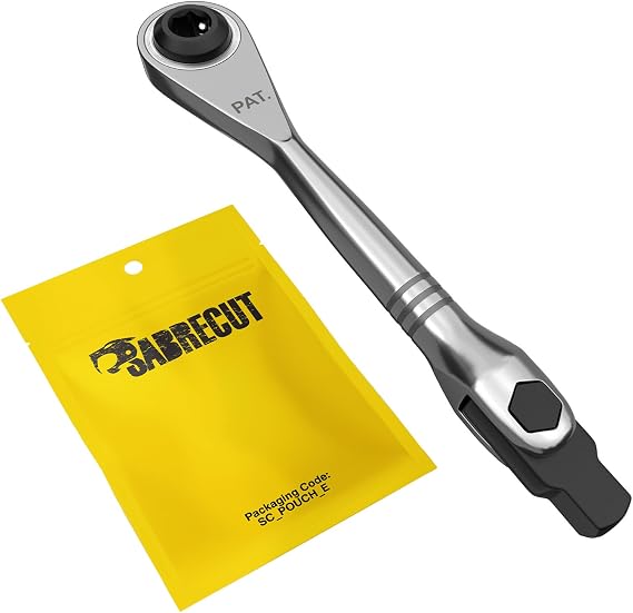 SabreCut 1pc MRSC04 Mini Adjustable 6.3mm (1/4") HEX Ratchet Wrench