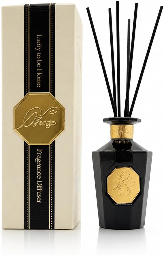 VANGIE Luxury Reed Diffuser for Home Black Forest Fragrance | Warm Woody Home Scent | Elegant Glass Bottle with Rattan Reeds | Long-Lasting Home Fragrance | Decorative Gift for Living Room Bedroom