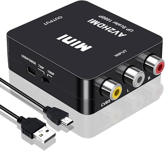 Vancle RCA to HDMI Converter, AV to HDMI Converter, 1080P Mini RCA Composite CVBS Video Audio Converter Adapter Supporting PAL/NTSC for PC/TV/Laptop/PS4/VHS/STB/VCR/Blue-Ray