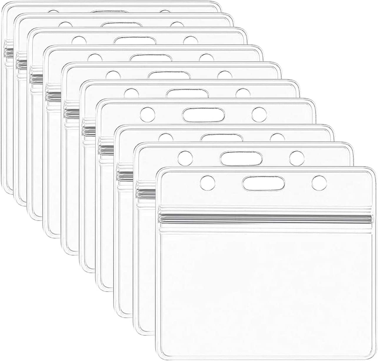 SumDirect 20 Pcs Thick Clear Plastic Horizontal Badge Holders, Name Tag Holders, Card Holders