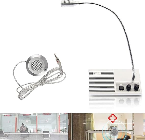CHROX Window Intercom Speaker System, Glass Microphone Counter Two-Way Communication Intercom with Banks, Shops, Hospitals, Office, Restaurants Station Ticket [Energy Class A]