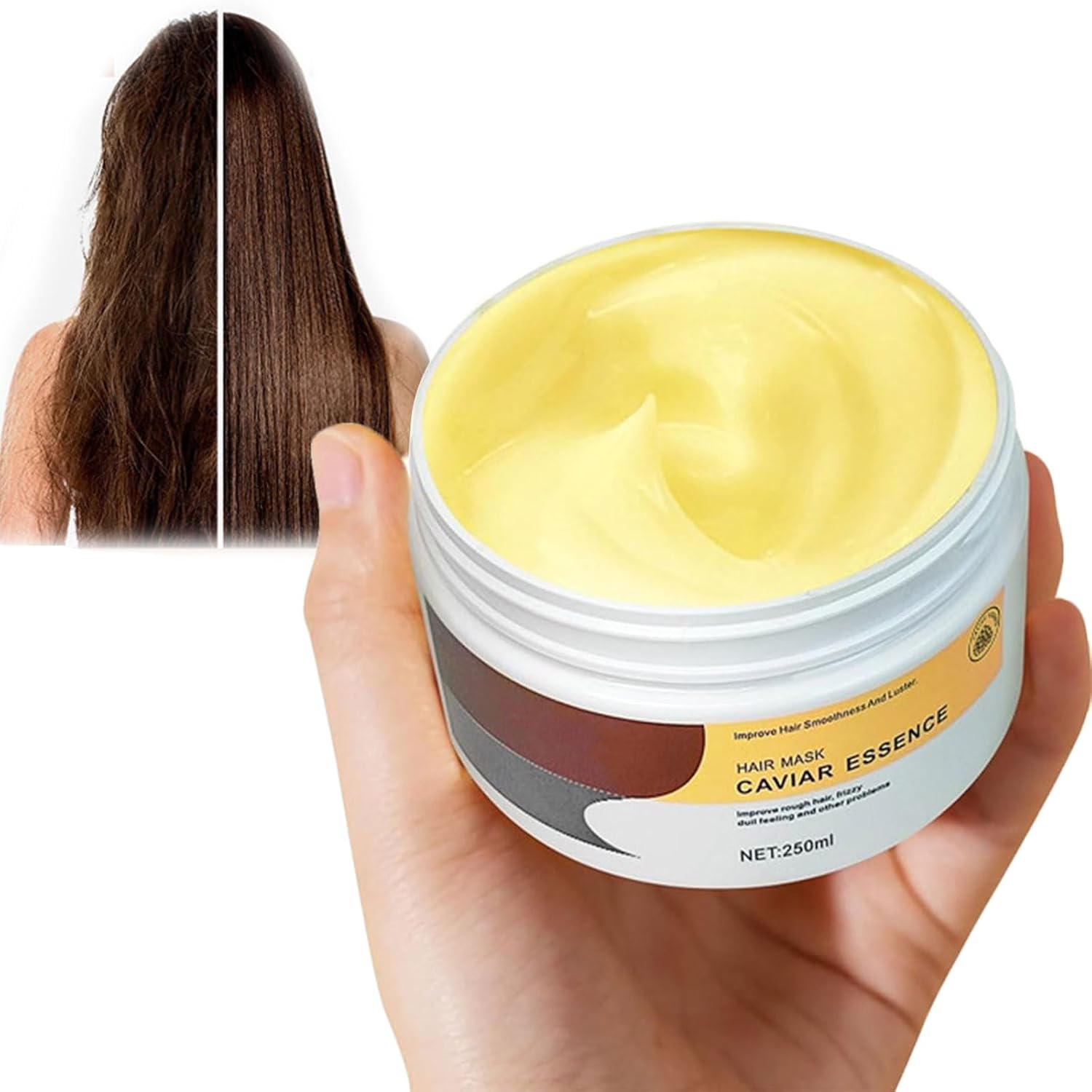 Caviar Hair Mask, Collagen Hair Mask - Rich Caviar Extract, Deep Conditioning Treatment for Dry & Damaged Hair, Restores Hair Shine & Softness, 250ml