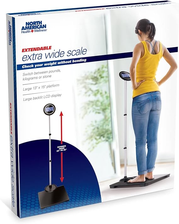 Jobar International Digital Body Weight Bathroom Scale with Extendable Display - Supports Up to 550 lbs.