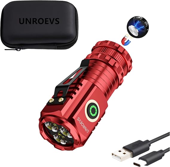 UNROEVS XC01 2550 lumens Mini Flashlight Rechargeable, Super Bright Magnetic Flashlight 5 Modes, Compact Small Pocket Flashlight USB C Charge,EDC